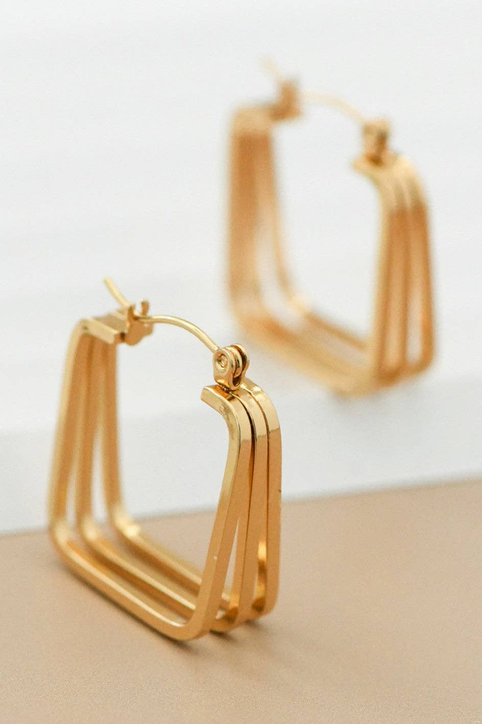Earrings - Square Hoop Gold Plated