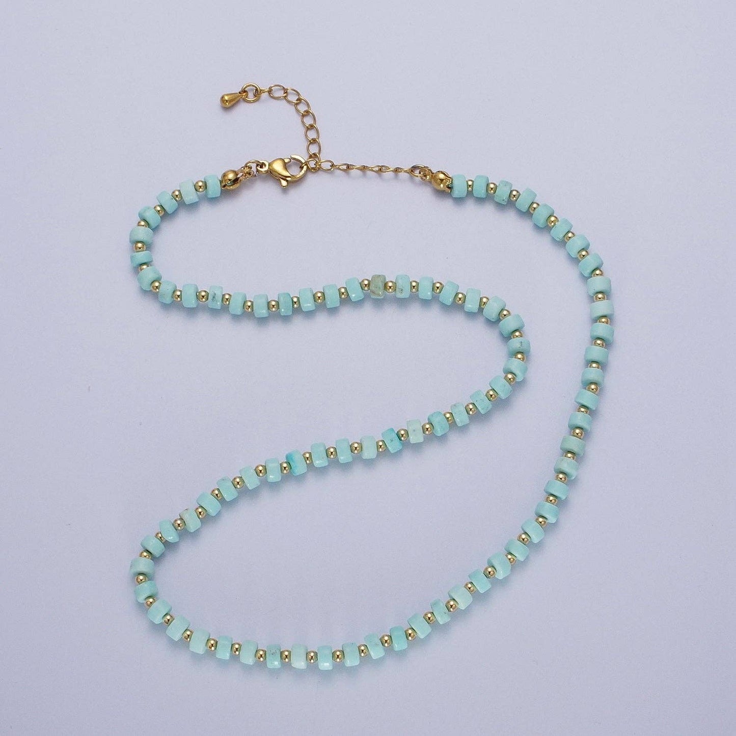 Jewelry | Necklace Gold Filled Blue Turquoise Rondelle Heishi Gemstone Gold Spa