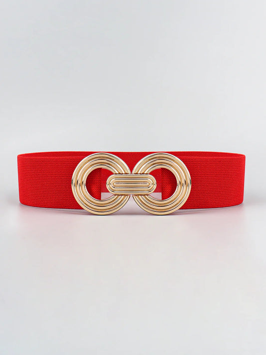 Accessories | Belt Red Geometric Buckle Elastic WIde
