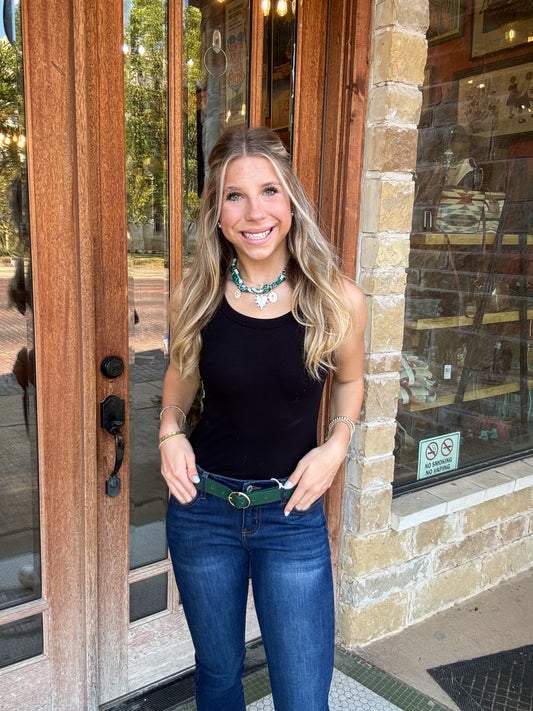 Tops | Tank Black Rib Soft w Built In Bra