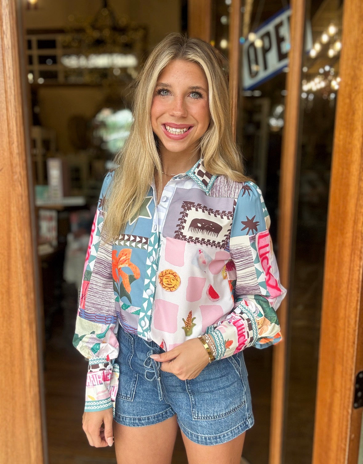 Blouse - Whimsical Patchwork Print