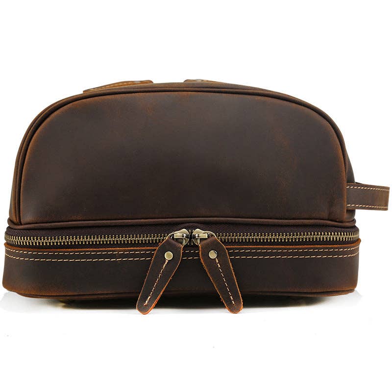 Full Grain Leather Wash Bag Handmade Toiletry Bag