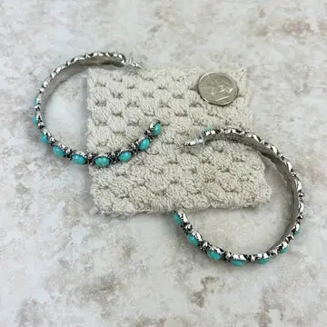 Jewelry | Earrings Silver Turquoise Stone Concho Hoop