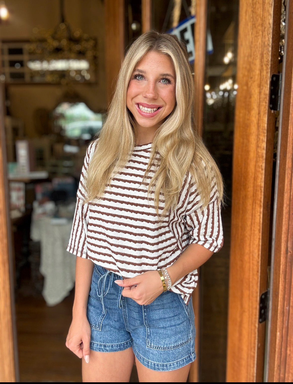 Top - Mocha Stripe Relaxed Knit