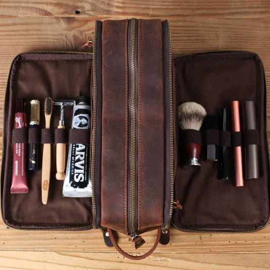 Groomsmen Gift Personalized Leather Toiletry Bag
