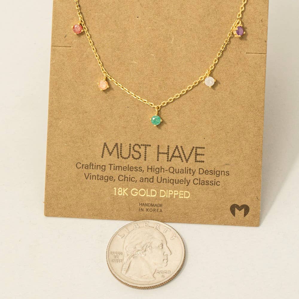 Crystal Stud Drop Necklace