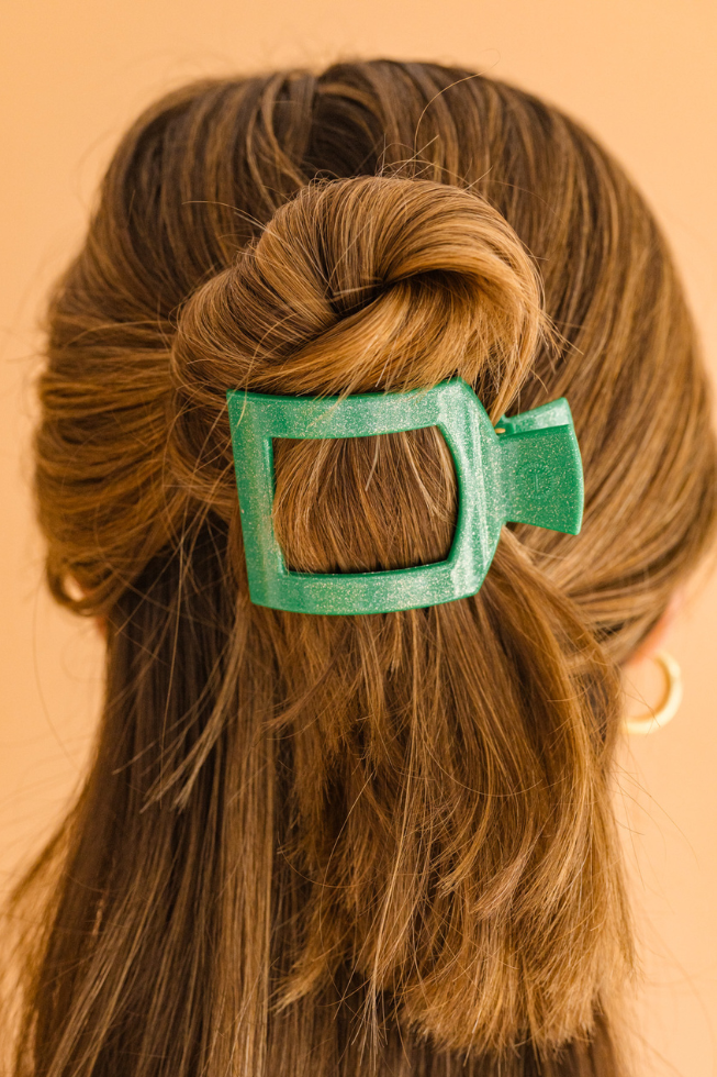 Square Flat Hair Clip | Small | Shamrock Shimmer