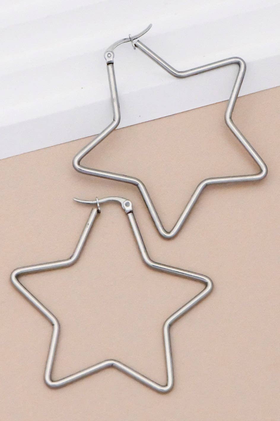 Earrings - Silver Star Hoop