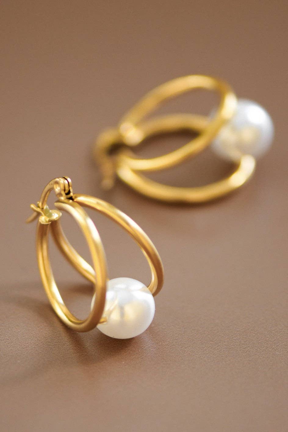 18K Gold Plated Pearl Drop Earrings