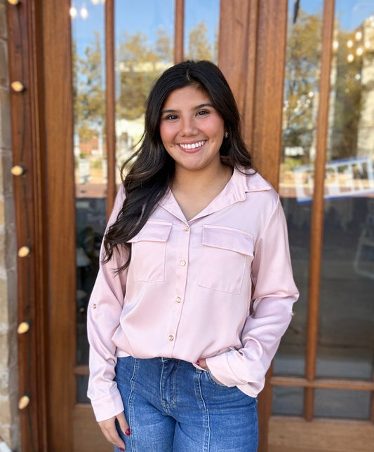 Long Sleeve Collared Blouse