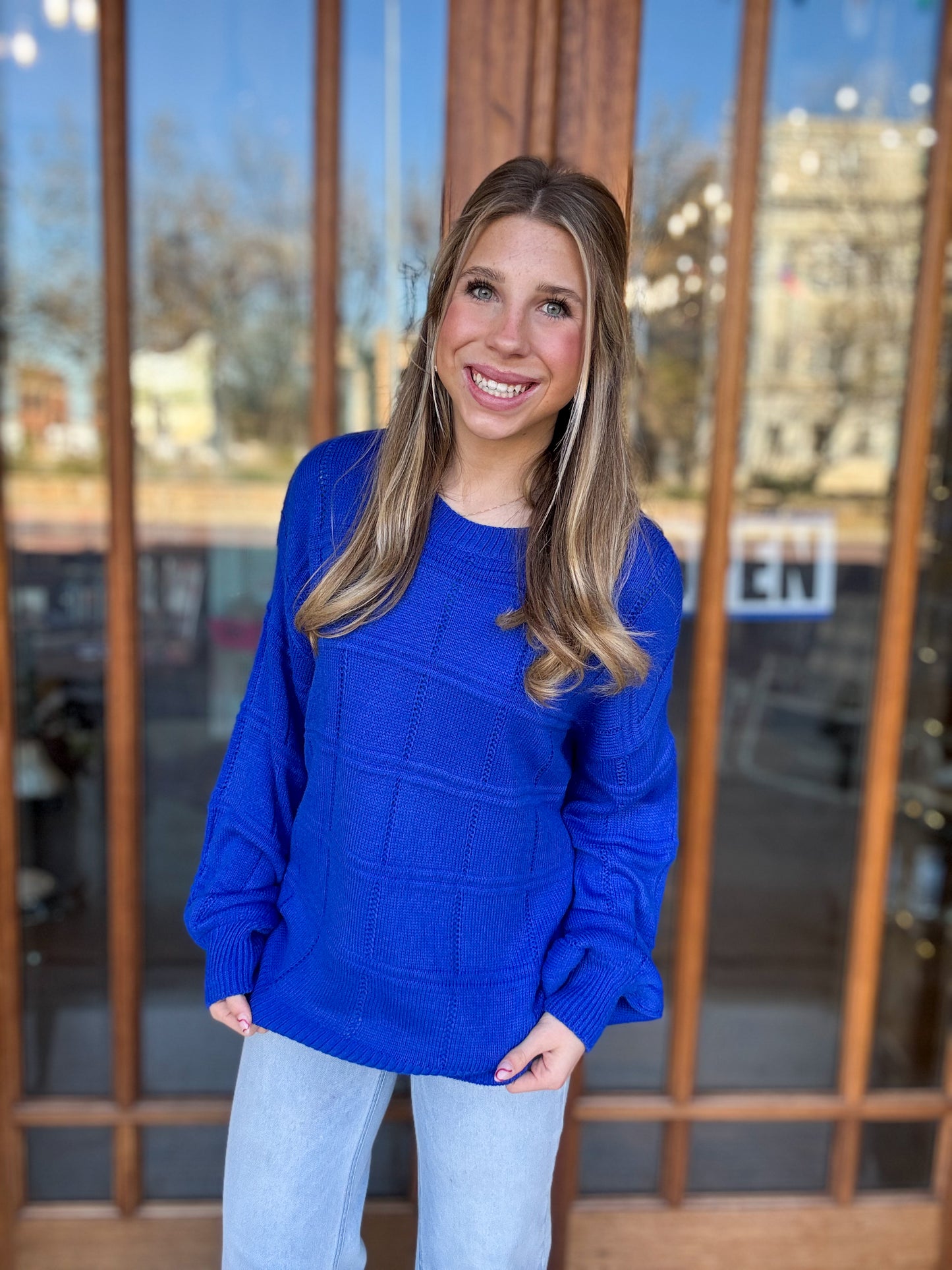 Crew Neck Blue Sweater