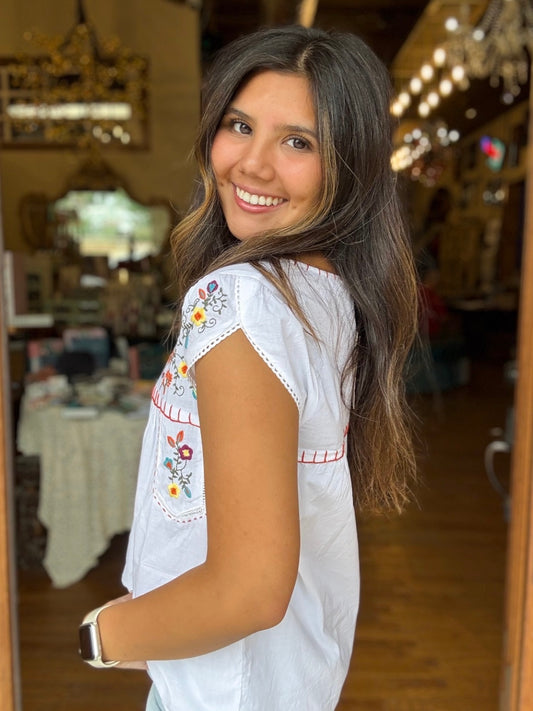 Blouse - Whimsical Meadow Embroidered