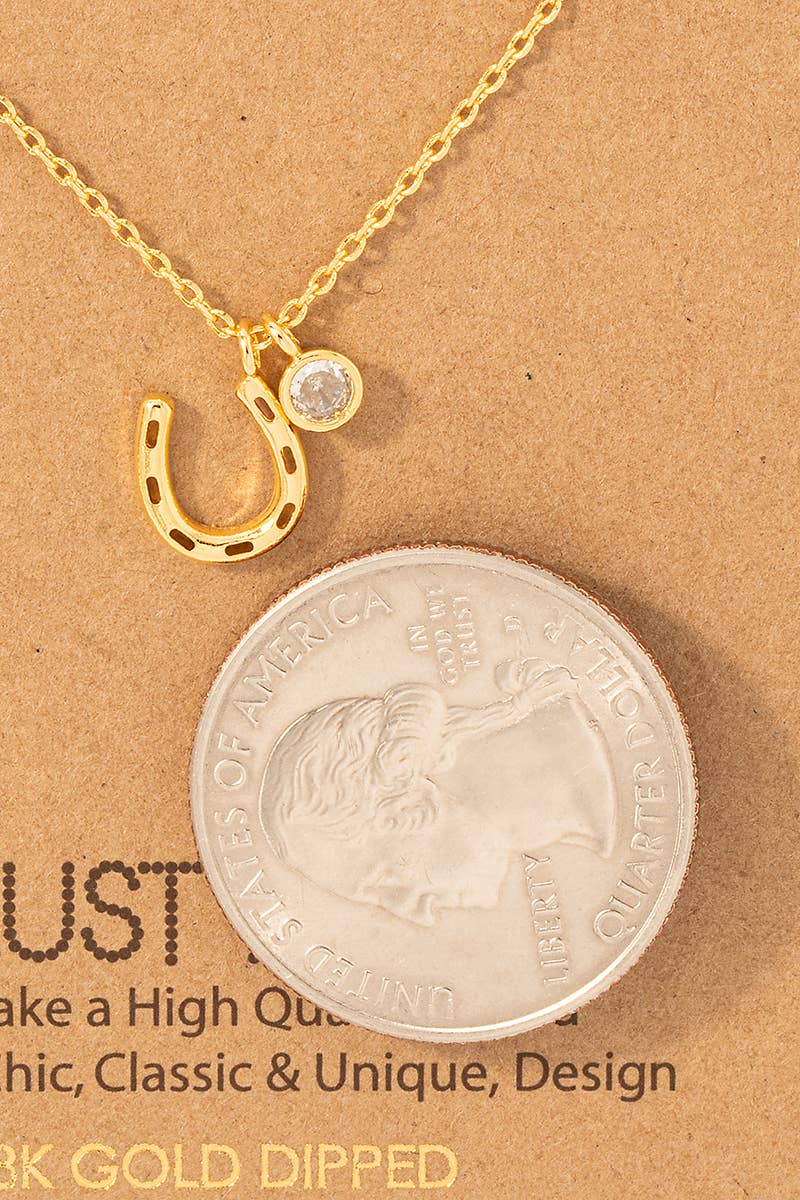 Gold Dipped Horse Shoe And Cz Charm