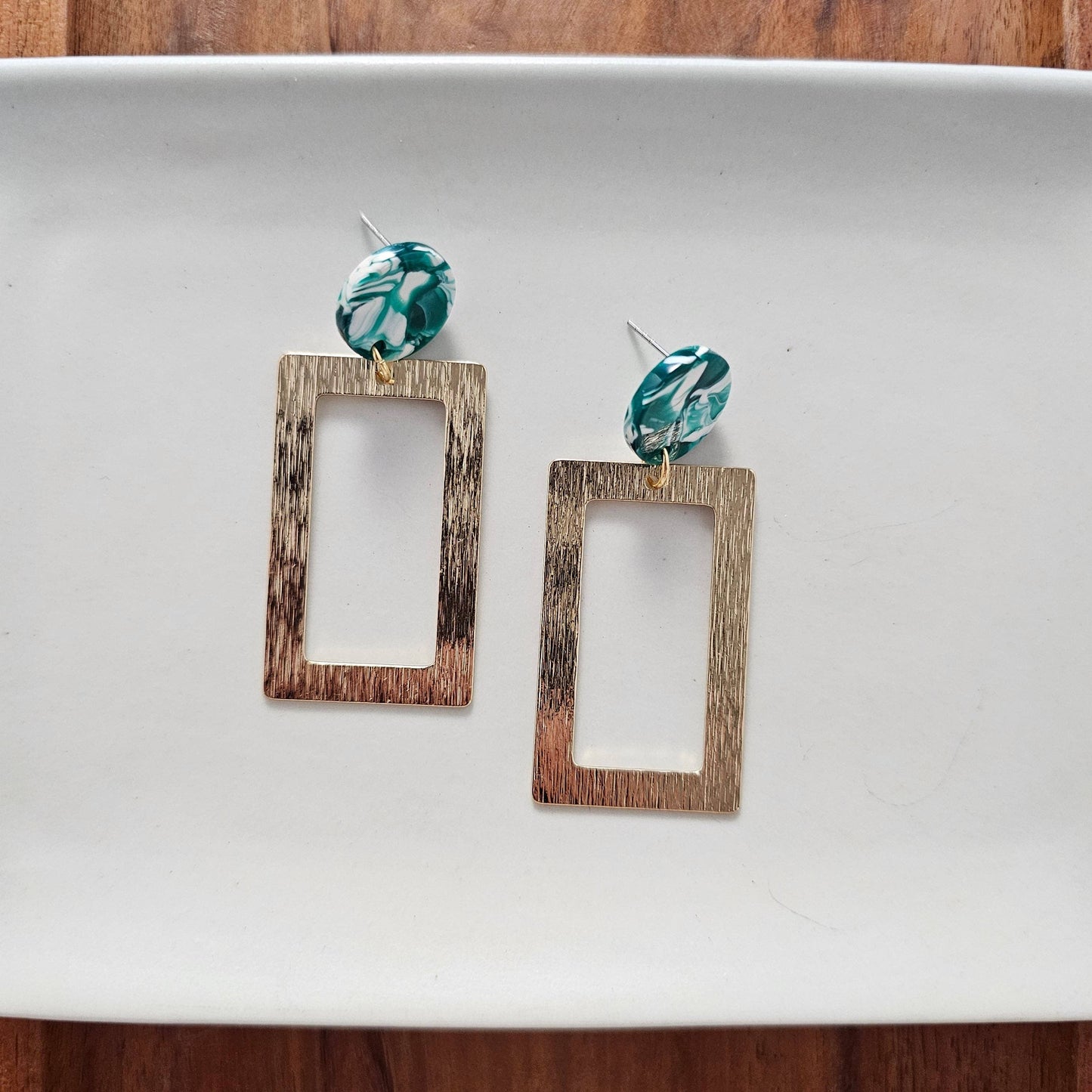 Jewelry | Earrings Sea Green Hypoallergenic Gold Plate Post