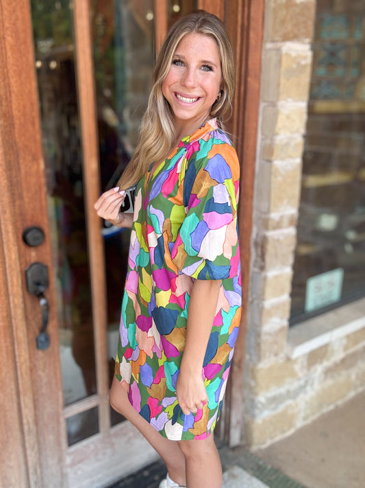 Dresses  | THML Dress Puff Sleeve Multi Color