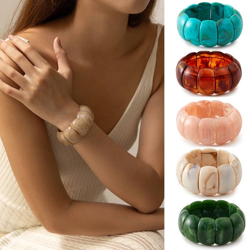 Color-Block Acrylic Stretch Bracelet
