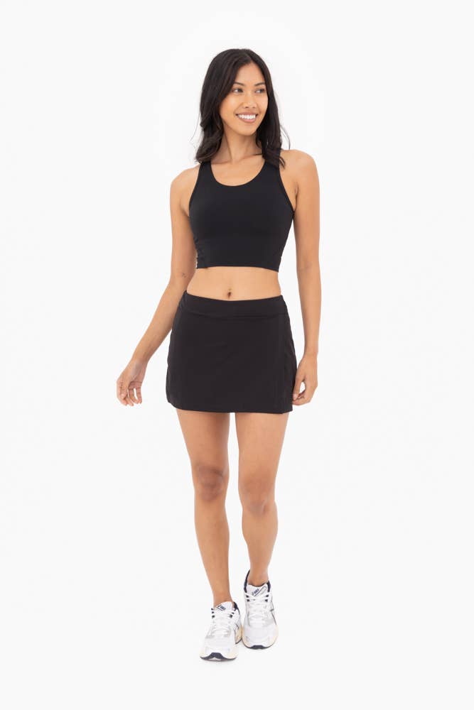 Athleisure | Mono B Black A-Line Side Slit Tennis Skort