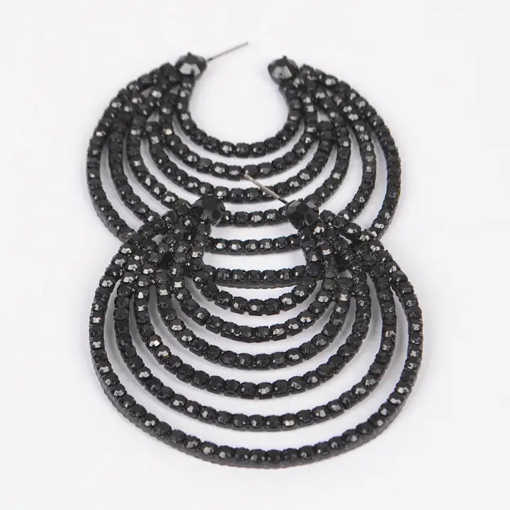 Jewelry | Earrings Black Rhinestone Hoops
