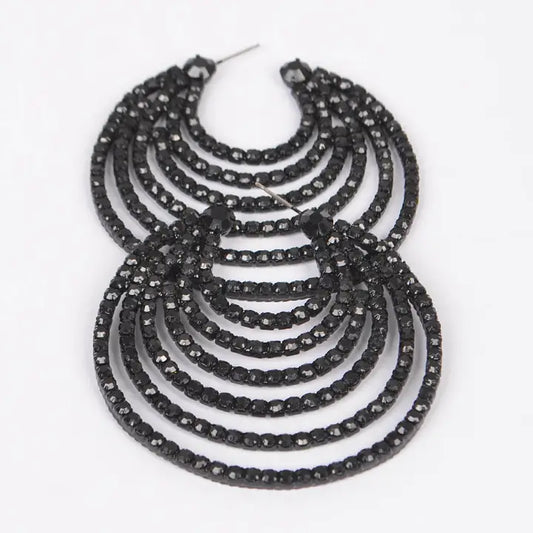 Jewelry | Earrings Black Rhinestone Hoops