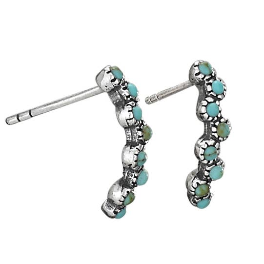 Cascades Sterling Silver Turquoise Hoop Earrings: Sterling Silver