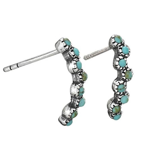 Cascades Sterling Silver Turquoise Hoop Earrings: Sterling Silver
