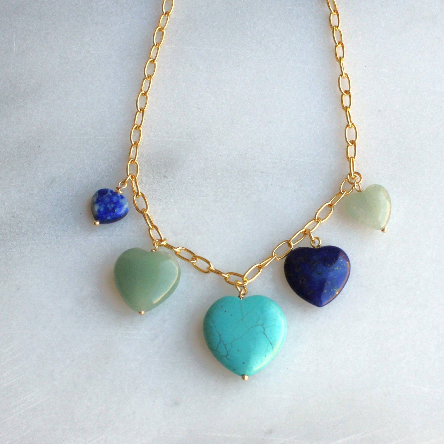 Jewelry | Necklace Sierra Stone Heart Multi Charm Blue 18 inch