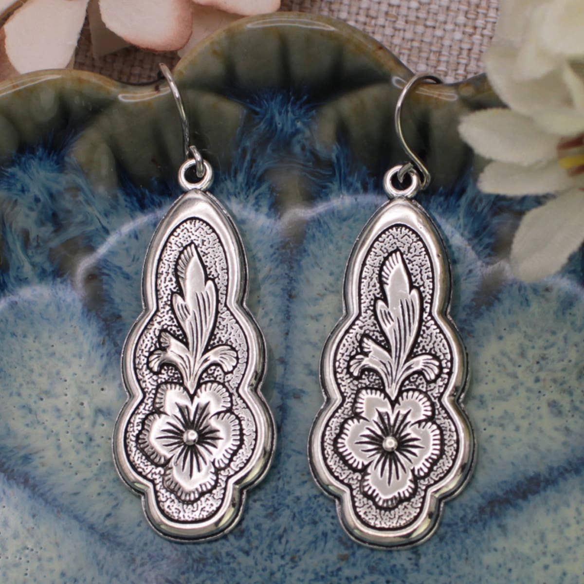 Earrings - Vintage Flourish Silver