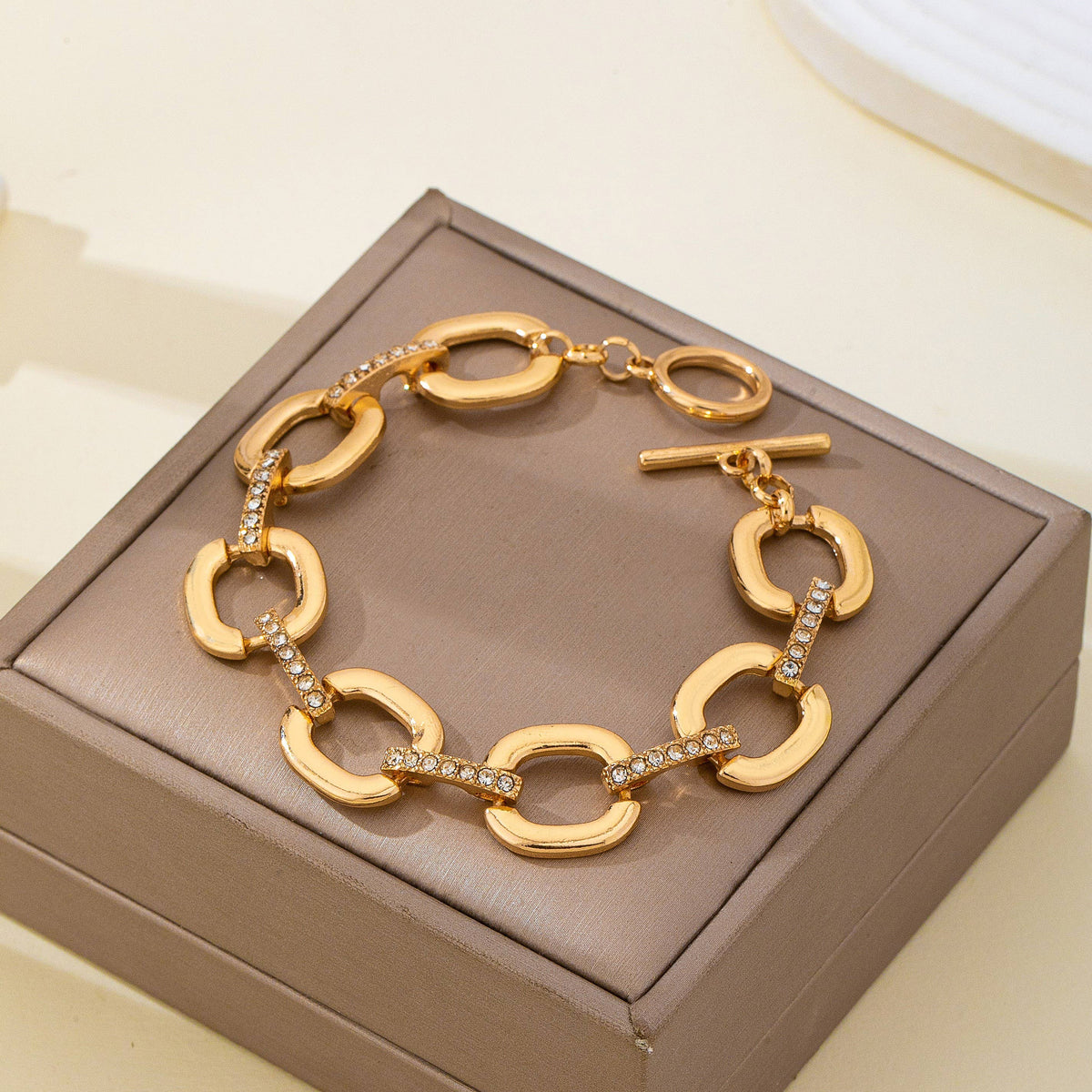 Bracelet - Crystal Glass Pave Bar Link Chain
