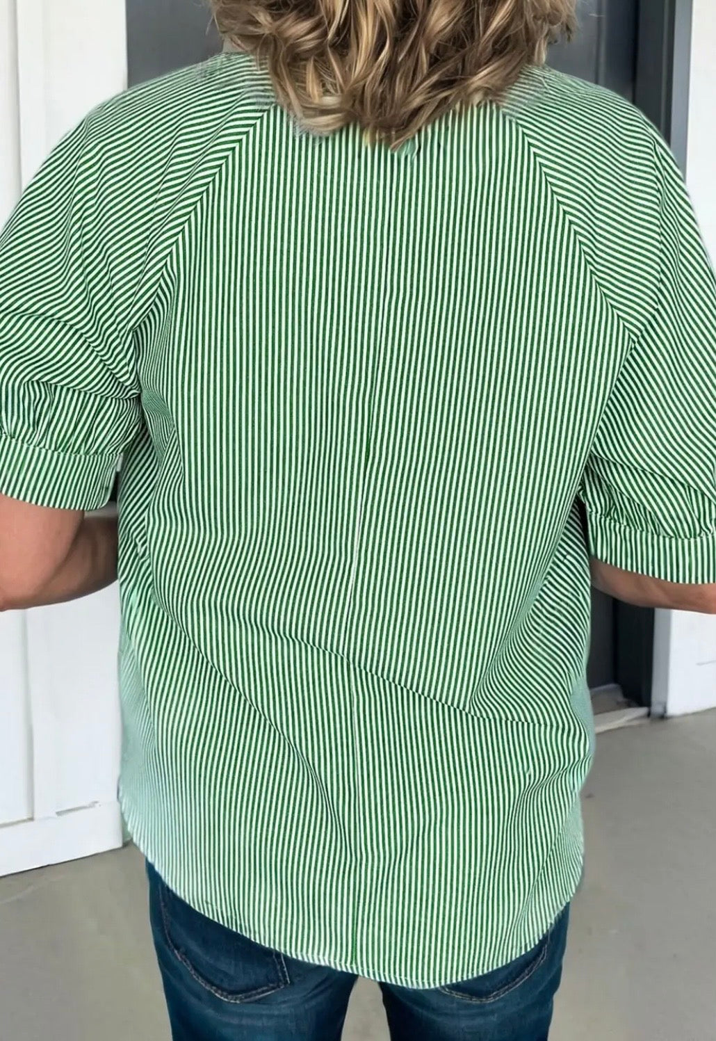 Blouse - Green Ease Striped