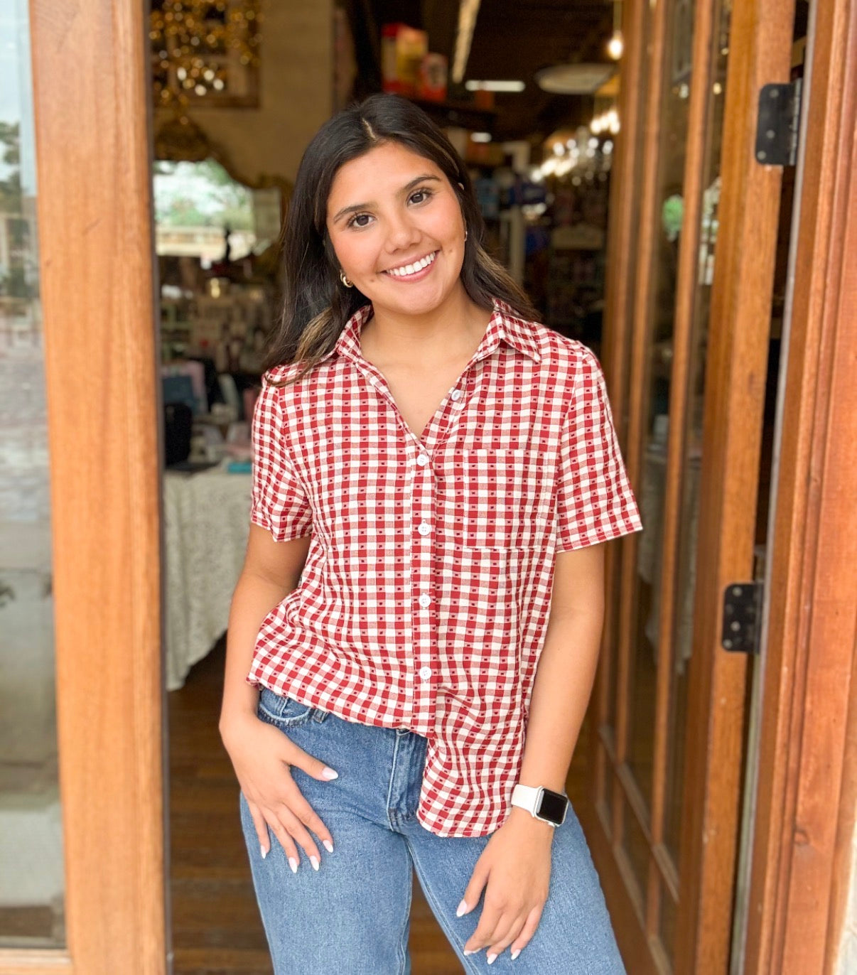 Blouse - Gingham Button Down