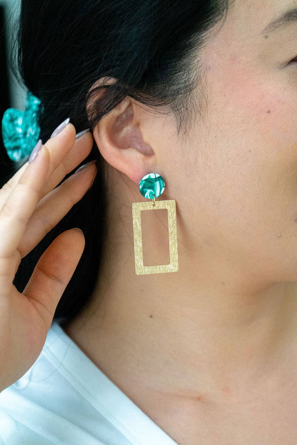 Jewelry | Earrings Sea Green Hypoallergenic Gold Plate Post