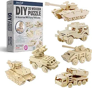 Gifts | 3D Wooden Puzzle 6 Assorted Military Vehicles