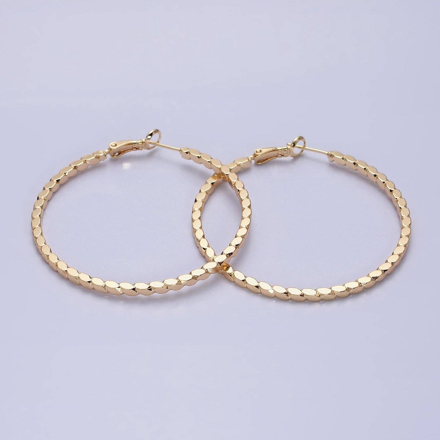 Gold Filled Oval Textured Geometric Hoops GOLD