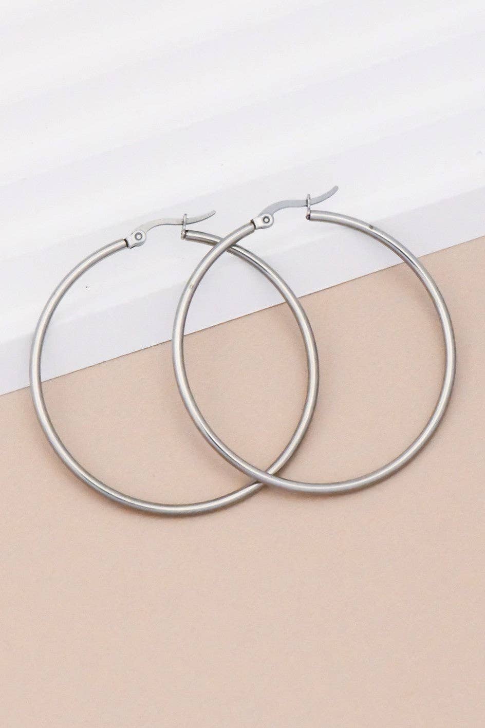 Earrings - Silver Tarnish-Resistant Hoop