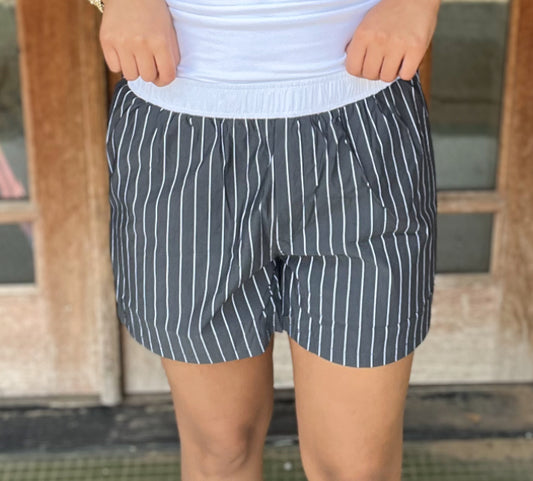 Bottoms | Grey Pinstriped Boxer Shorts