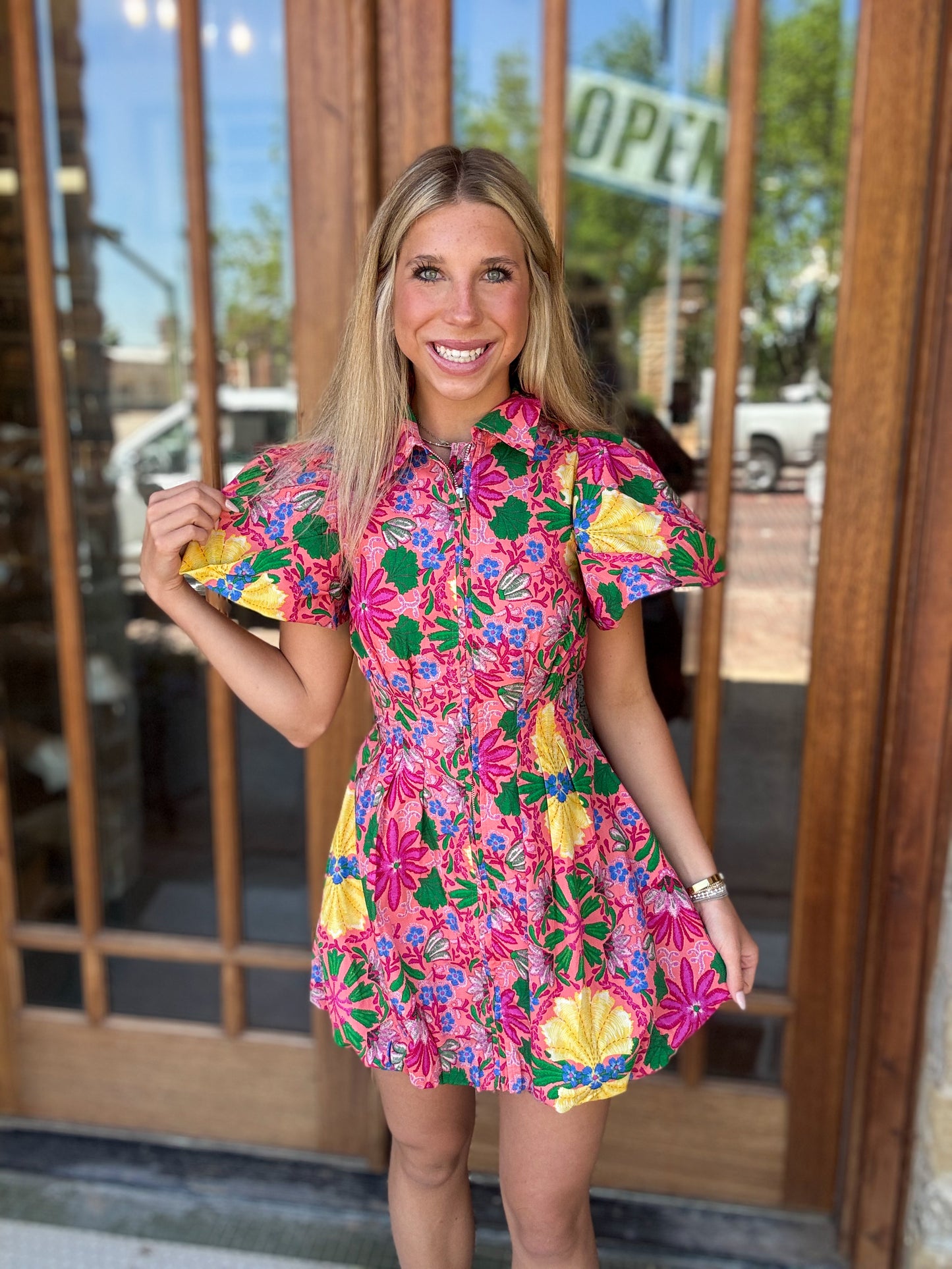Dress - Floral Puff Sleeve Mini