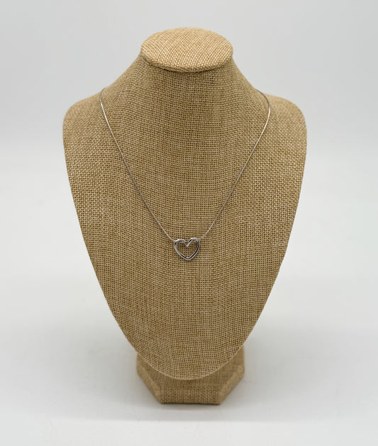 Jewelry | Necklace Sliver Floating Heart 18K Plated