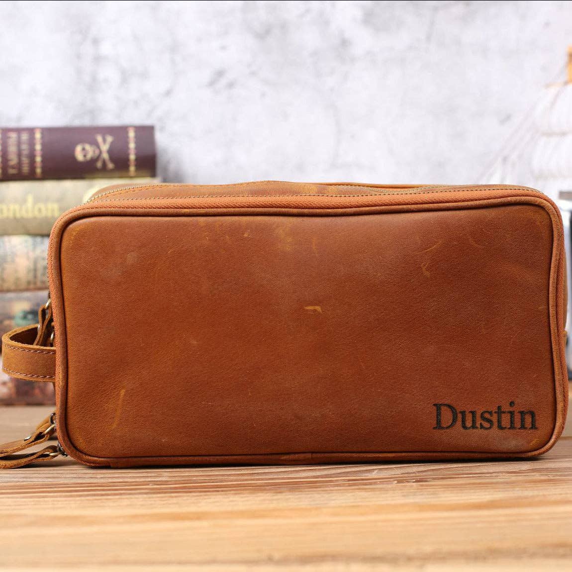Groomsmen Gift Personalized Leather Toiletry Bag