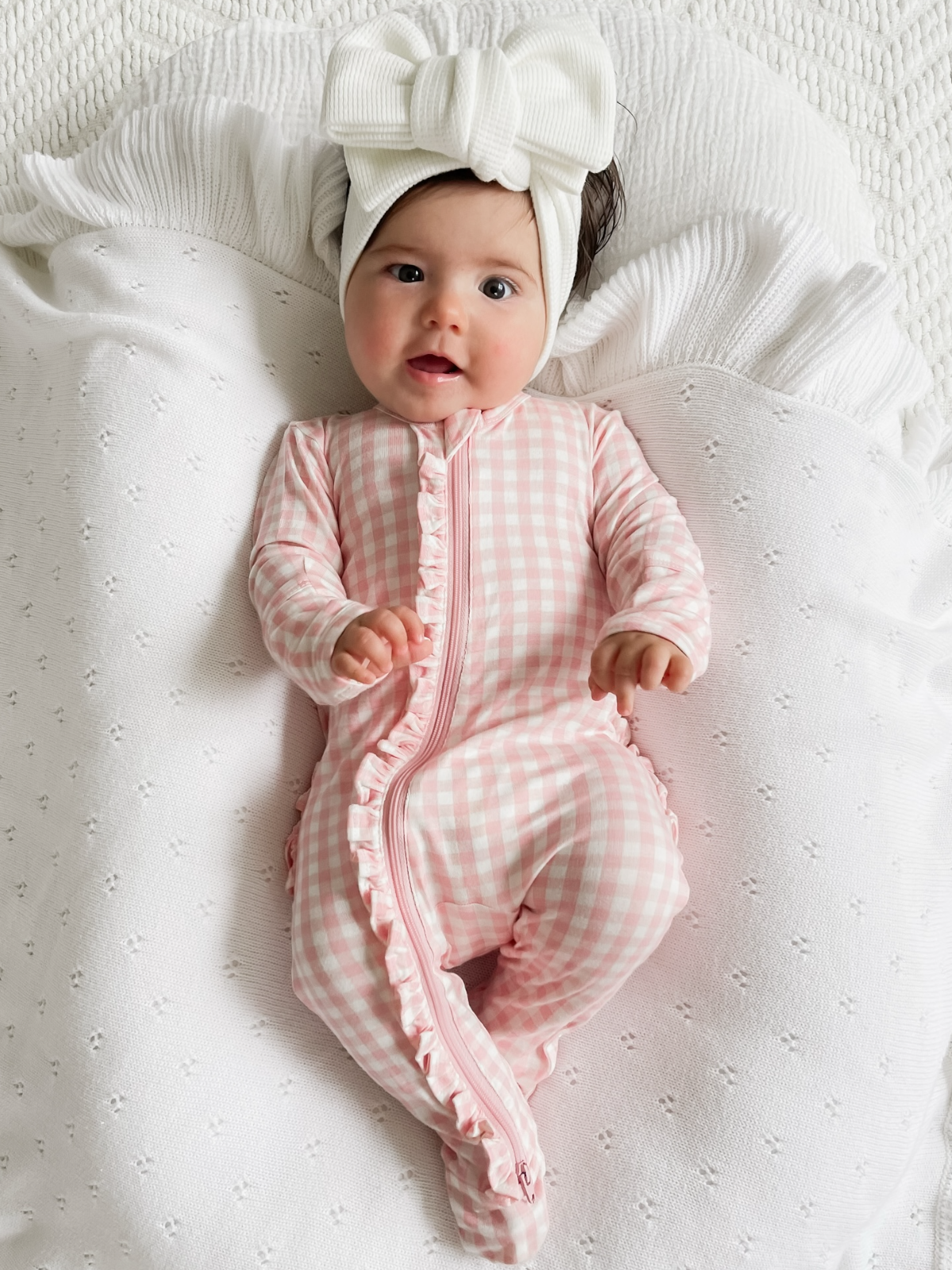 Baby | Pink Gingham 2-Way Zip Ruffle