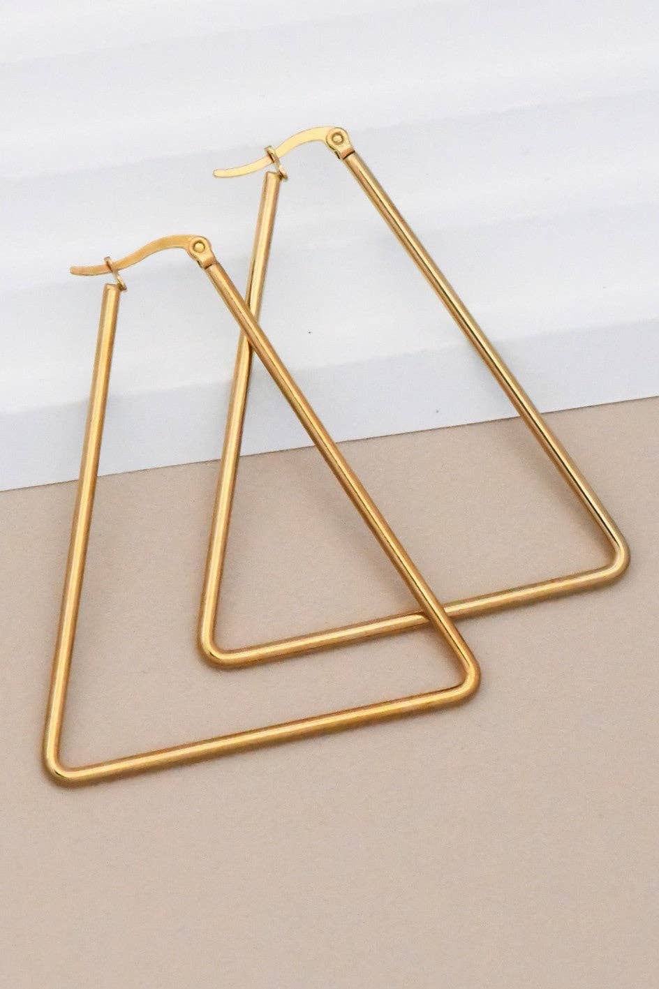 Earrings - 18K Triangle Gold Plated Hoop