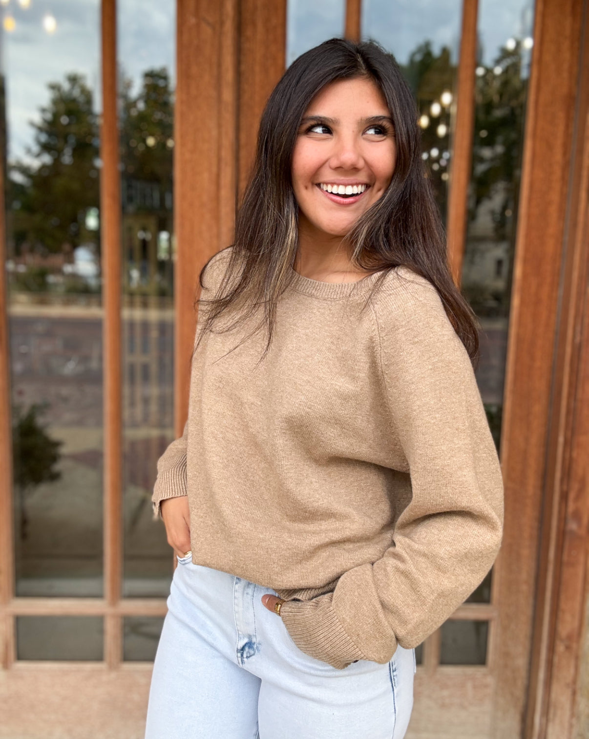 Tops | Sweater Button Cuff Crewneck