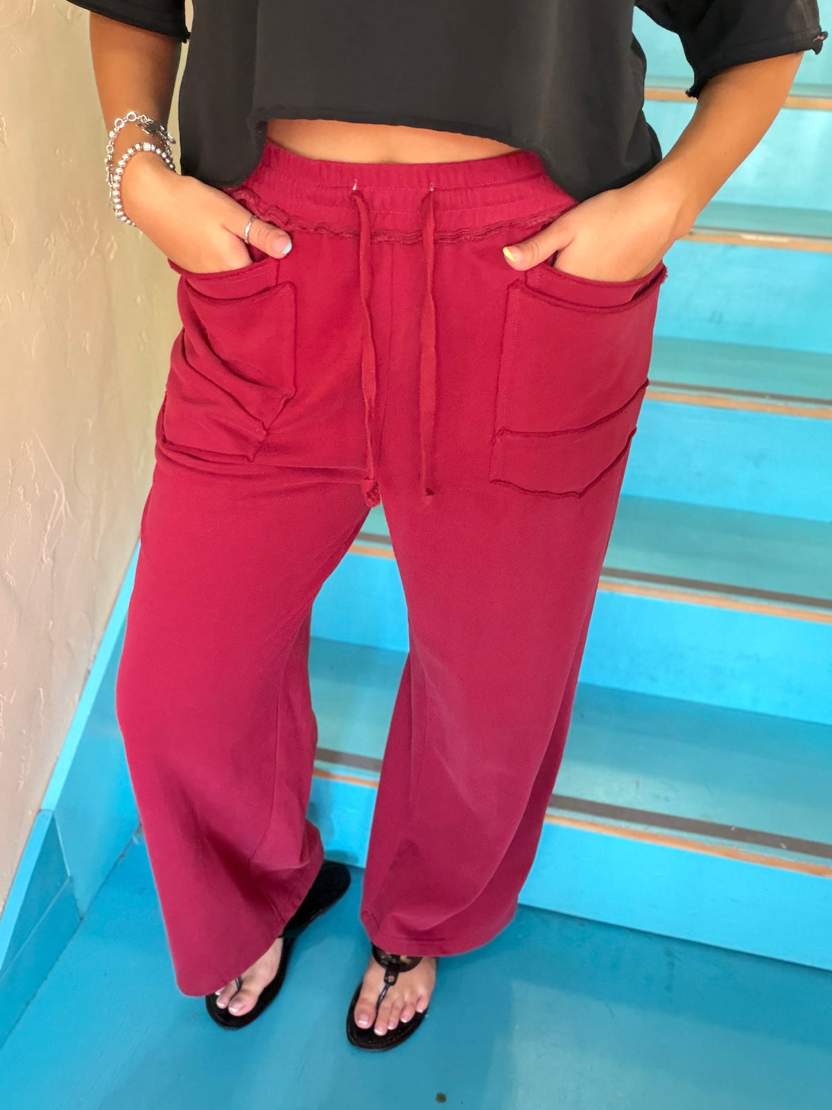 Lounge Pants - Jodifl Burgundy Mineral Wash