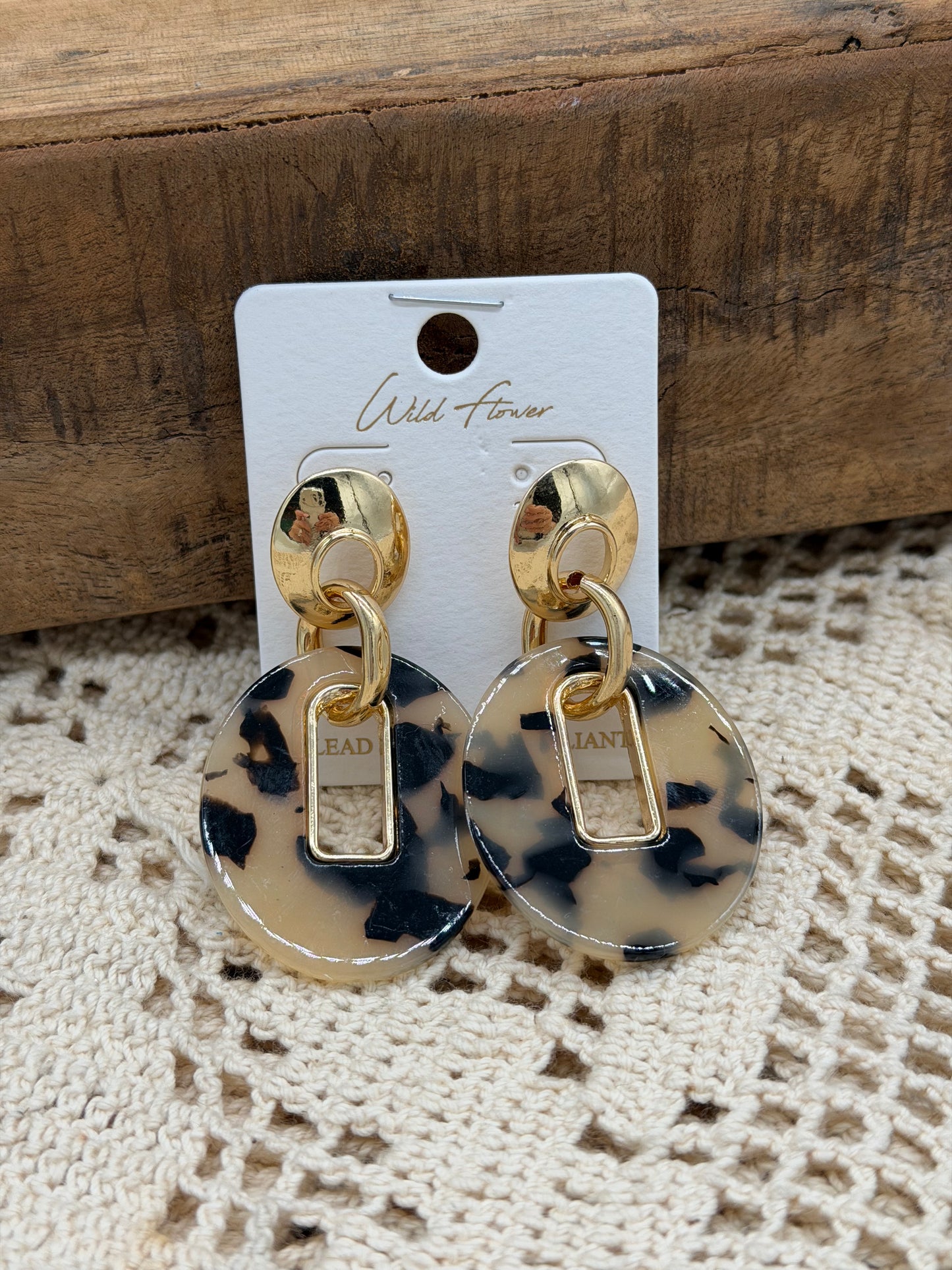 Jewelry| Earrings Gold/Neutral Celluloid Acetate Oval Link Drop