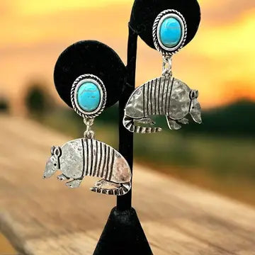 Jewelry | Etched Armadillo Gem Post Earring