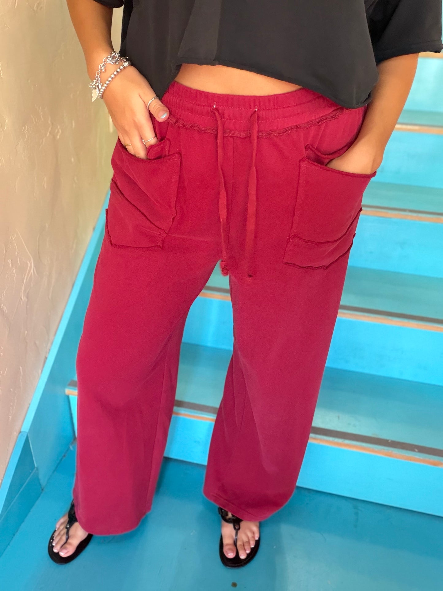 Lounge Pants - Jodifl Burgundy Mineral Wash
