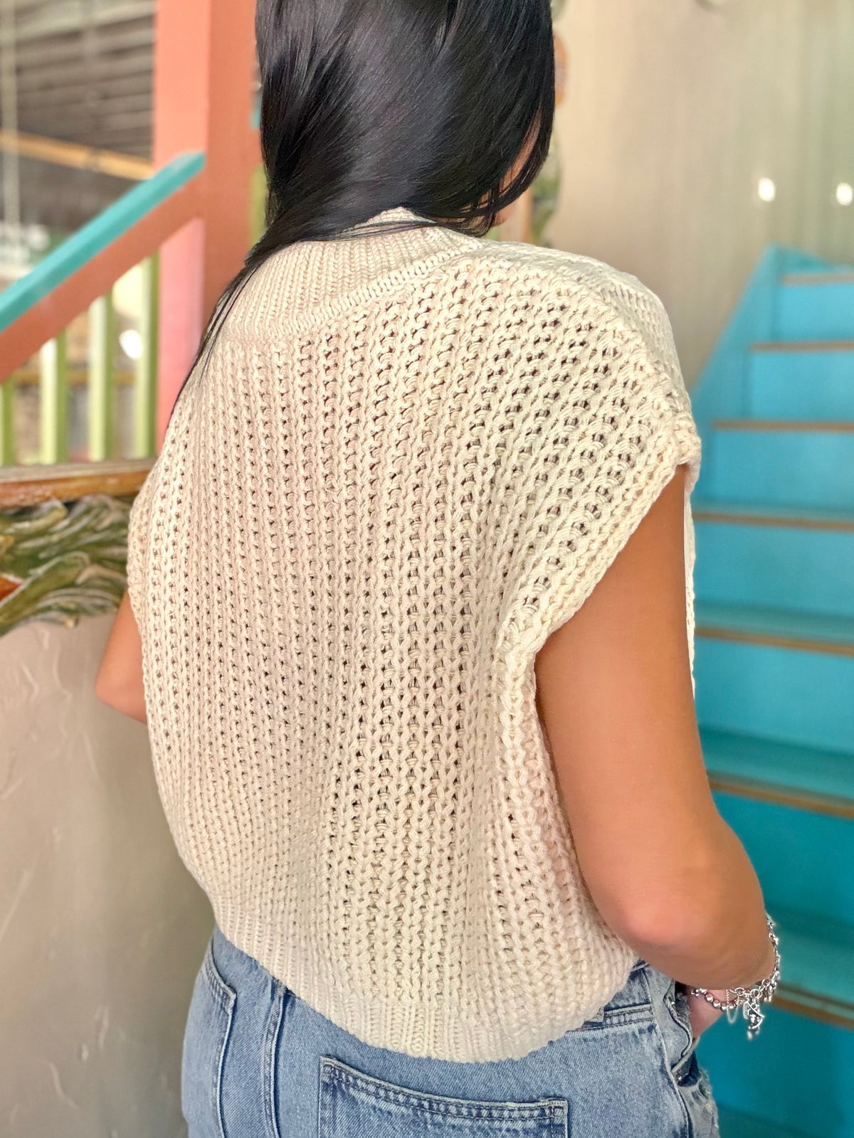 Sweater Vest - Cream Cable Knit