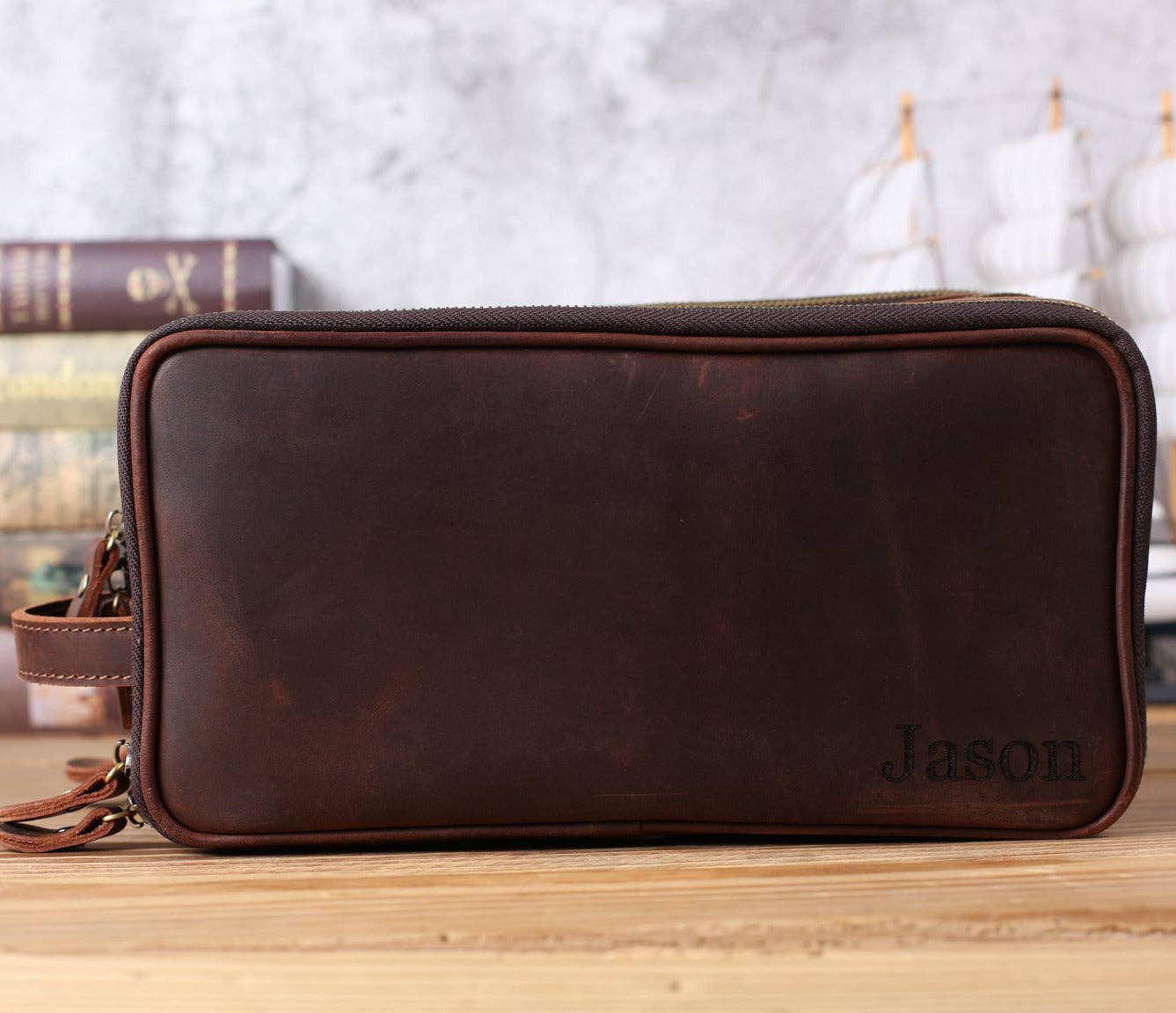 Groomsmen Gift Personalized Leather Toiletry Bag