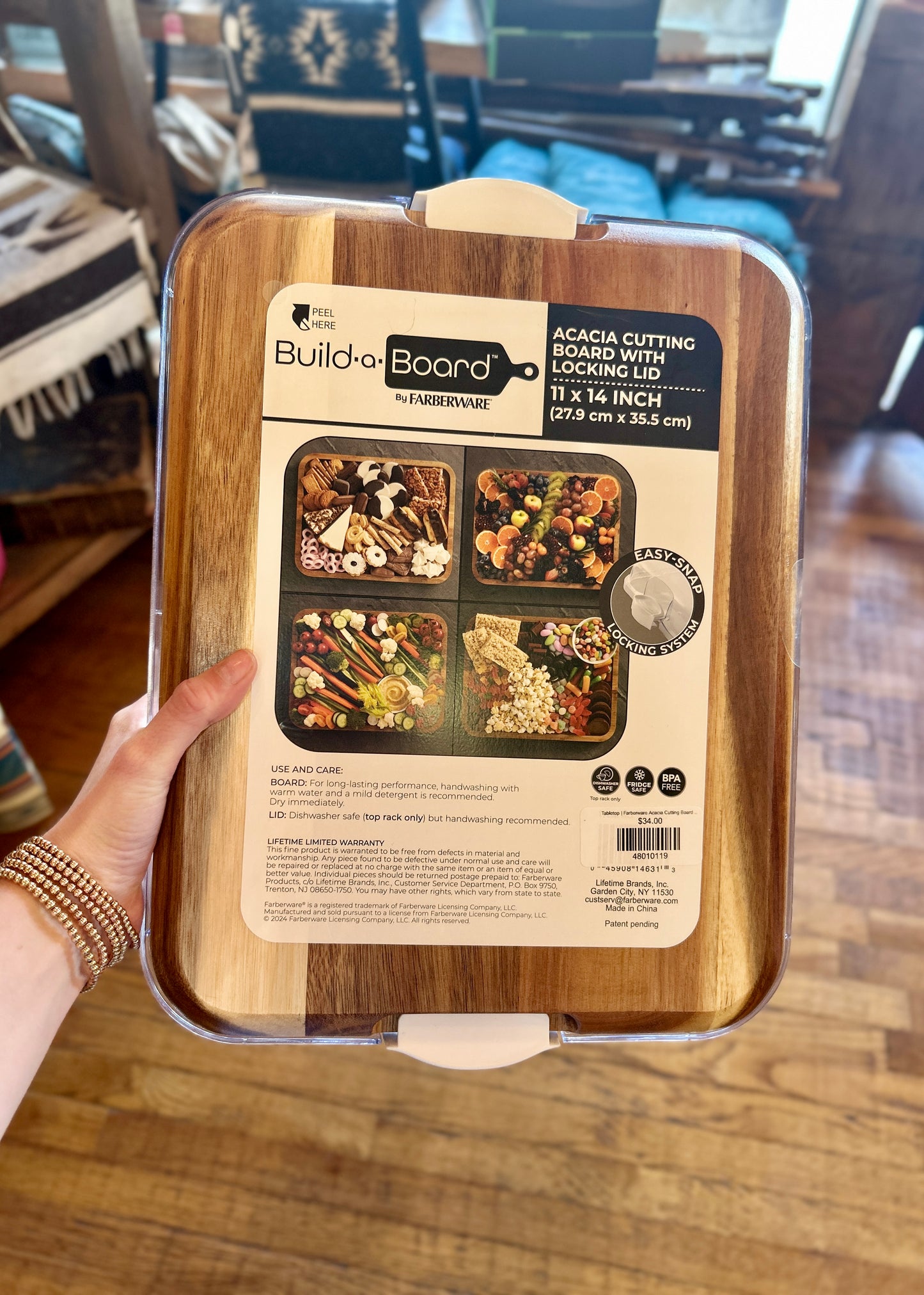 Tabletop | Farberware Acacia Cutting Board W White Handles
