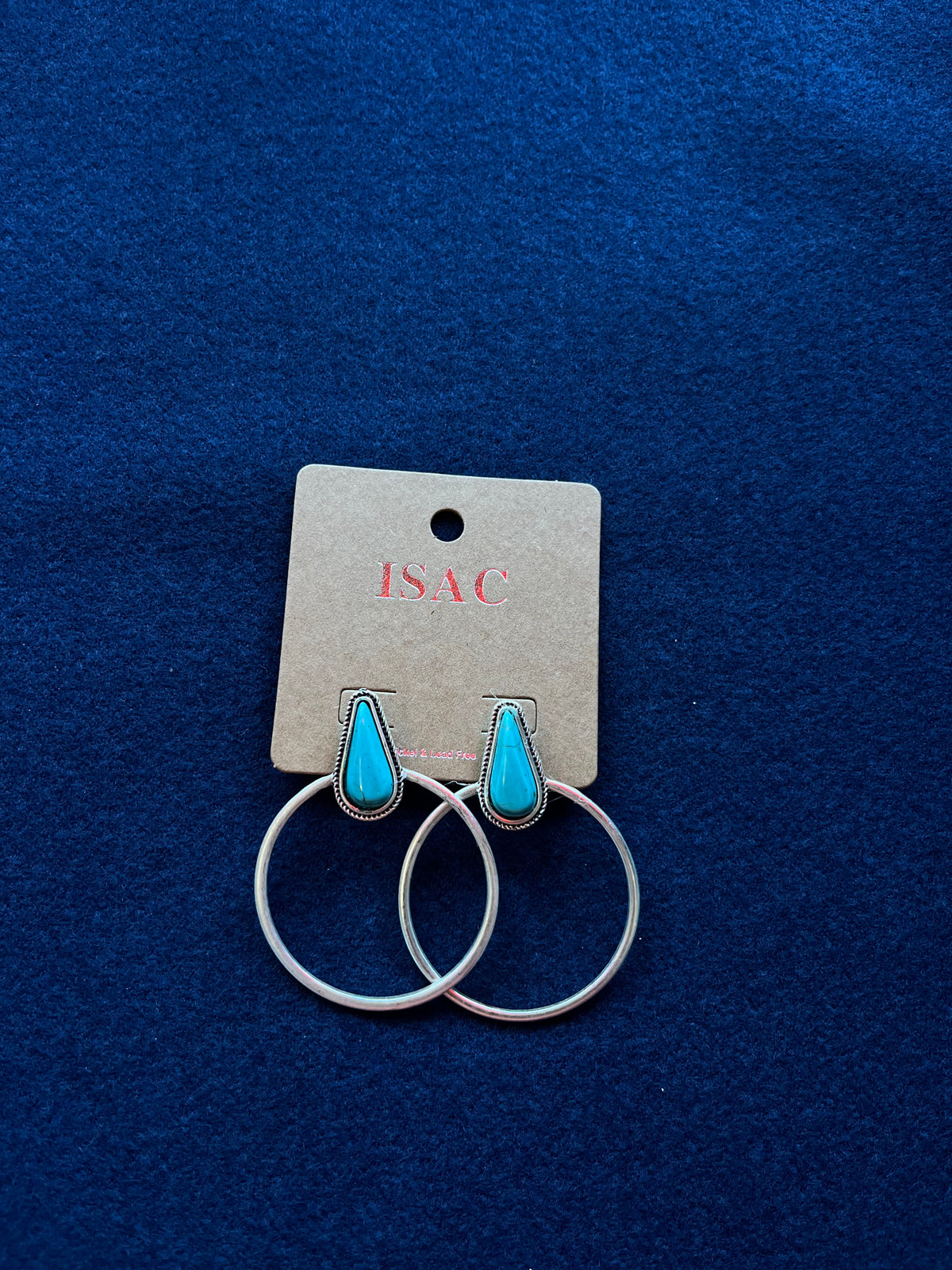 Earrings | Rain Drop Turquoise Stud earrings With Silver Hoops