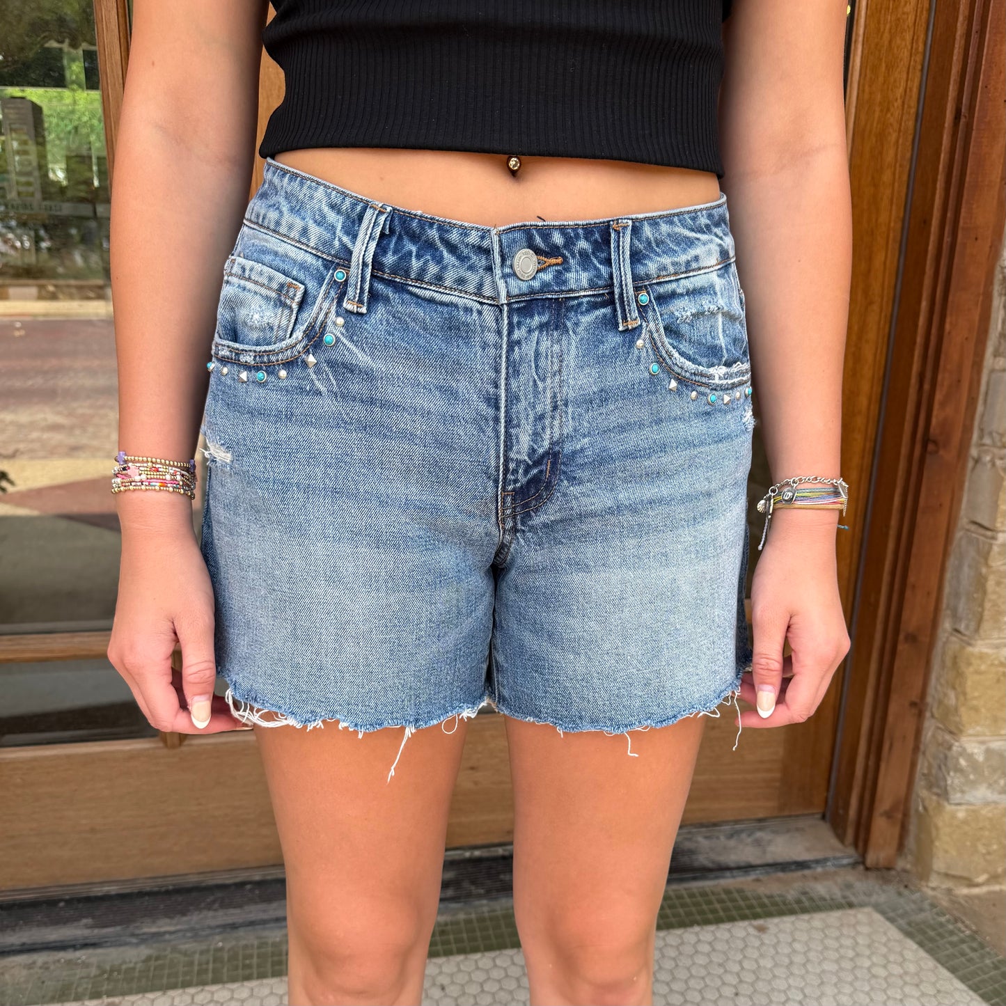 Vervet Shorts - Holly Studded Mid Rise